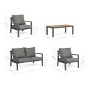 Set4 Salotto Ernst antracite Bizzotto dimensioni