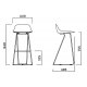 Sgabello bar Pure Loop Mini Dandy Infiniti Design dimensioni