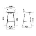 Sgabello Pure Loop Mini 4 gambe Kitchen Infiniti Design dimensioni