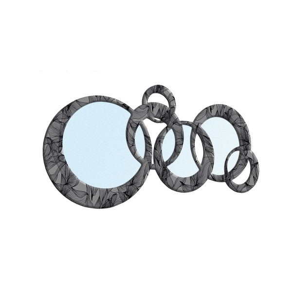 Specchio Circles Foglie Grey&Black P2934M