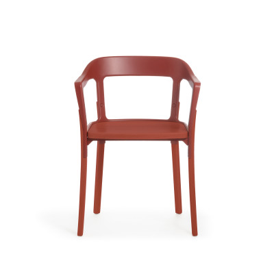 Steelwood Chair Sedia con braccioli in faggio tinto rosso mattone