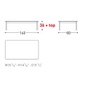 System Tavolino 140x80 H 36 Varaschin dimensioni