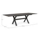 Tavolo allungabile Kenyon 180/240x100 antracite Bizzotto dimensioni