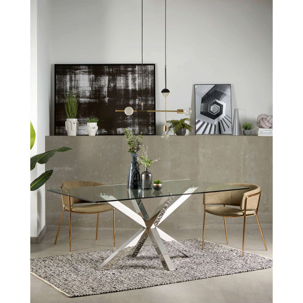 Tavolo Argo 180 cristallo gambe in acciaio inox KAVE HOME | DESIGNPERTE.IT