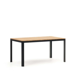 Tavolo 100% da esterno Bona legno massello di teca e alluminio finitura nera 160 x 90 cm