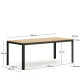 Tavolo 100% da esterno Bona legno massello di teca e alluminio finitura nera 200 x 100 cm Kave Home dimensioni