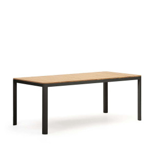 Tavolo 100% da esterno Bona legno massello di teca e alluminio finitura nera 200 x 100 cm