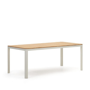 Tavolo 100% esterno Bona legno massello di teca e alluminio finitura bianca 200 x 100 cm
