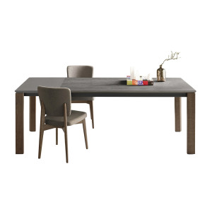 Tavolo Eminence CB4724-R 130 B Ceramica Piombo - Gambe Frassino/Smoke - Cassonetto Metallo Nero opaco