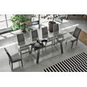 Tavolo Giove 160 TA177 Piano Vetro Trasparente Gambe Metallo Grafite