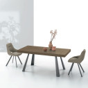 Tavolo Grecale TA1C1 piano laminato effetto legno Noce Tabacco