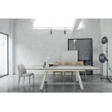 Tavolo Ponente 160 TA1A8 Piano Gres Carrara Gambe Metallo Bianco
