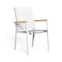 Set Tavolo Timber 156/214 con 4 poltroncine Timber vista poltroncina bianca