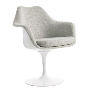 Knoll Saarinen Poltroncina Tulip fissa bianca rivestita