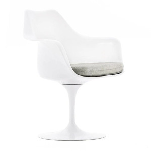 Knoll Saarinen Poltroncina Tulip fissa bianca con cuscino