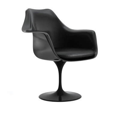 Knoll Saarinen Poltroncina Tulip fissa nera con cuscino