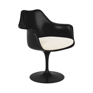 Knoll Saarinen Poltroncina Tulip girevole nera con cuscino