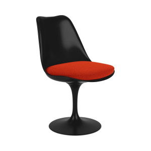 Knoll Saarinen Sedia Tulip girevole nera con cuscino