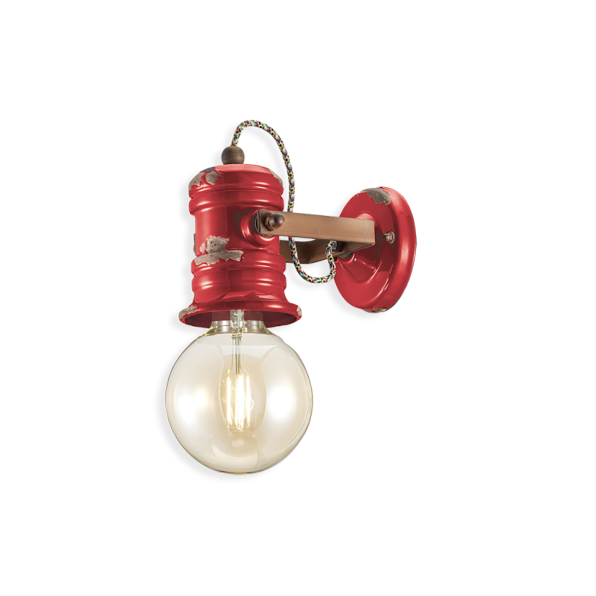 FERROLUCE - INDUSTRIAL LAMPADA DA PARETE IN CERAMICA VINTAGE BIANCO