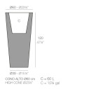 Cono Vaso 60x60x120 cm Vondom dimensioni