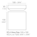 Vela Coffee Table 100x100 Vondom dimensioni