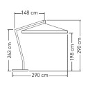 Venere ombrellone a braccio laterale 250x250 Ombrellificio Veneto dimensioni