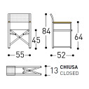 Victor Sedia Regista pieghevole con bracciolo in teak 2911TB Varaschin dimensioni