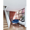 Knoll Saarinen Settee Womb Relax in Dacron cromato ambientazione