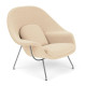 Knoll Saarinen Poltrona Womb Relax in Dacron con struttura cromata vista finitura Cato 12 Avorio