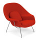 Knoll Saarinen Poltrona Womb Relax in Dacron con struttura cromata vista finitura Cato H80019 Fire Red