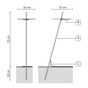 Xana H 73 con picchetto H 33 Lampada da esterno Karman dimensioni